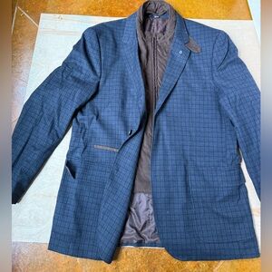 Johnston & Murphy Navy Checkered Blazer
